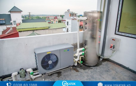 Công trình lắp đặt máy nước nóng trung tâm Heat Pump cho gia đình tại Gia Lâm, Hà Nội